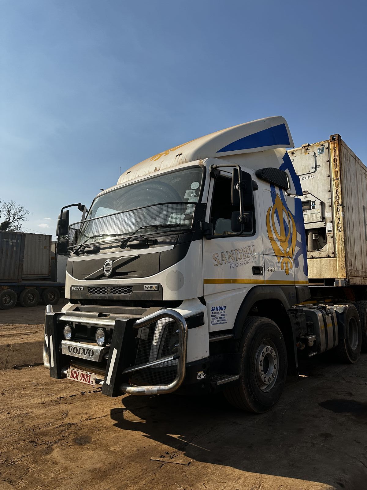 Sandhu Transport Volvo with reefer container